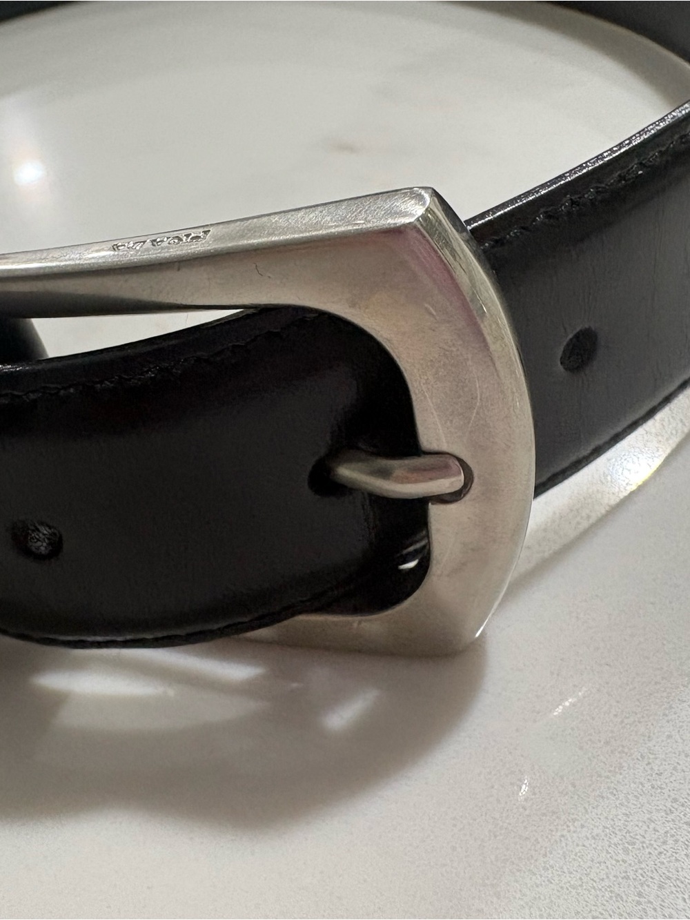 Prada Black Leather Belt with Silver-Tone Buckle - Picture 12 of 12